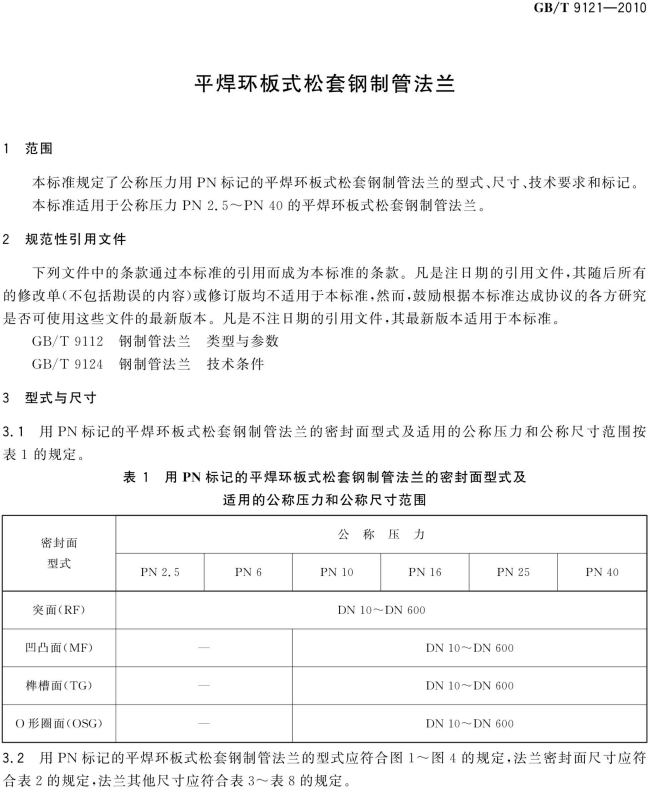 GB T 9121-2010 平焊环板式松套钢制管法兰_01.png